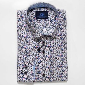Eden Valley white shirt with small blue and red foliage from Gabucci Bath