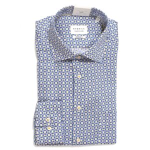 Eterna white shirt with small blue and yellow flowers from Gabucci Bath