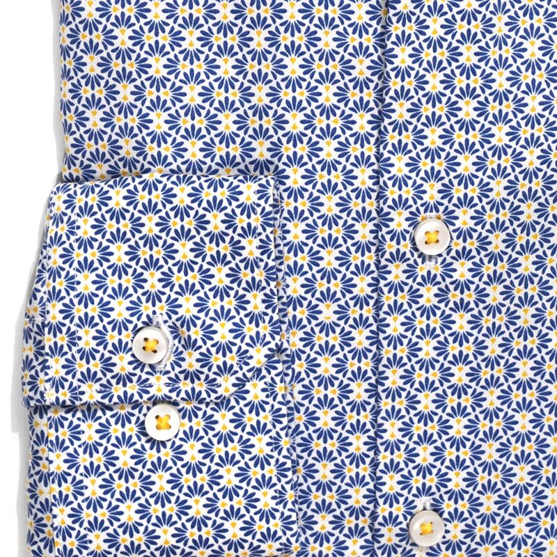 Eterna white shirt with small blue and yellow flowers from Gabucci Bath