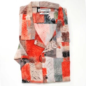 Giordano red patterned short sleeved shirt from Gabucci Bath.
