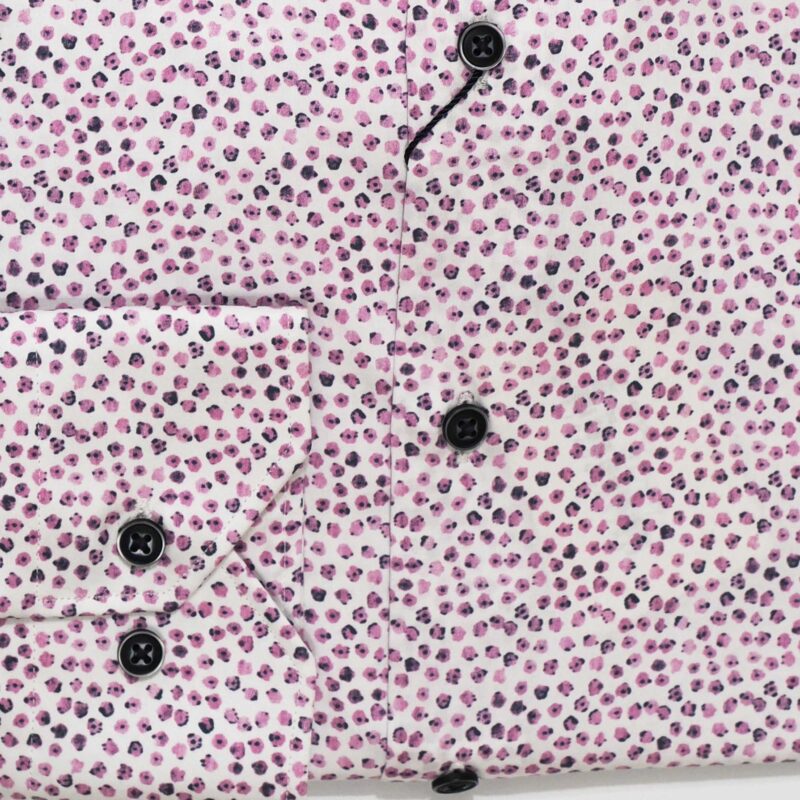 Giordano shirt with tiny pink flowers on white from Gabucci Bath.