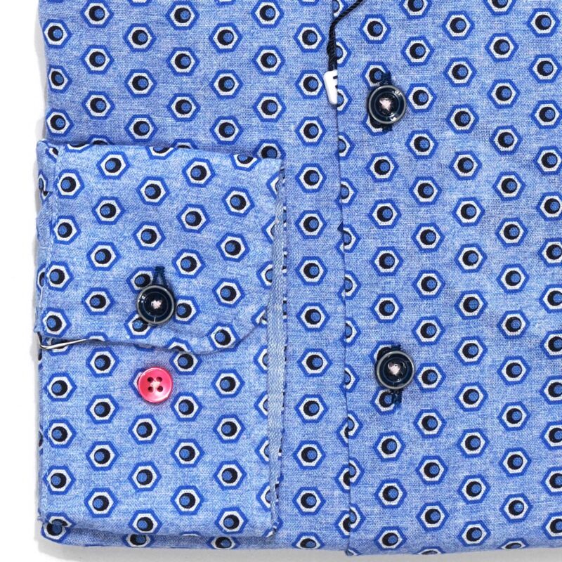 R2 blue shirt with small white mechanical nuts from Gabucci Bath