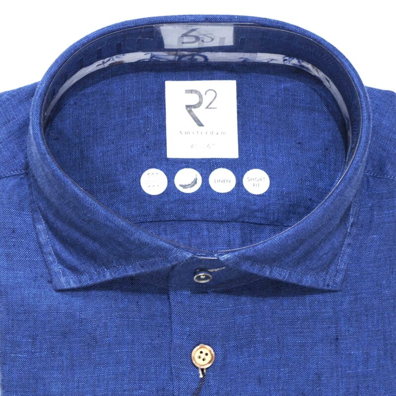 R2 dark blue linen traditional summer shirt from Gabucci Bath.