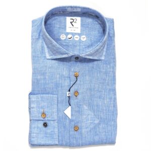 R2 blue linen traditional summer shirt from Gabucci Bath