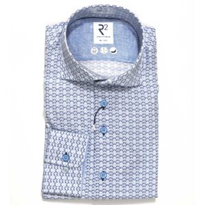 R2 blue shirt with rows of tiny blue bicycles from Gabucci Bath
