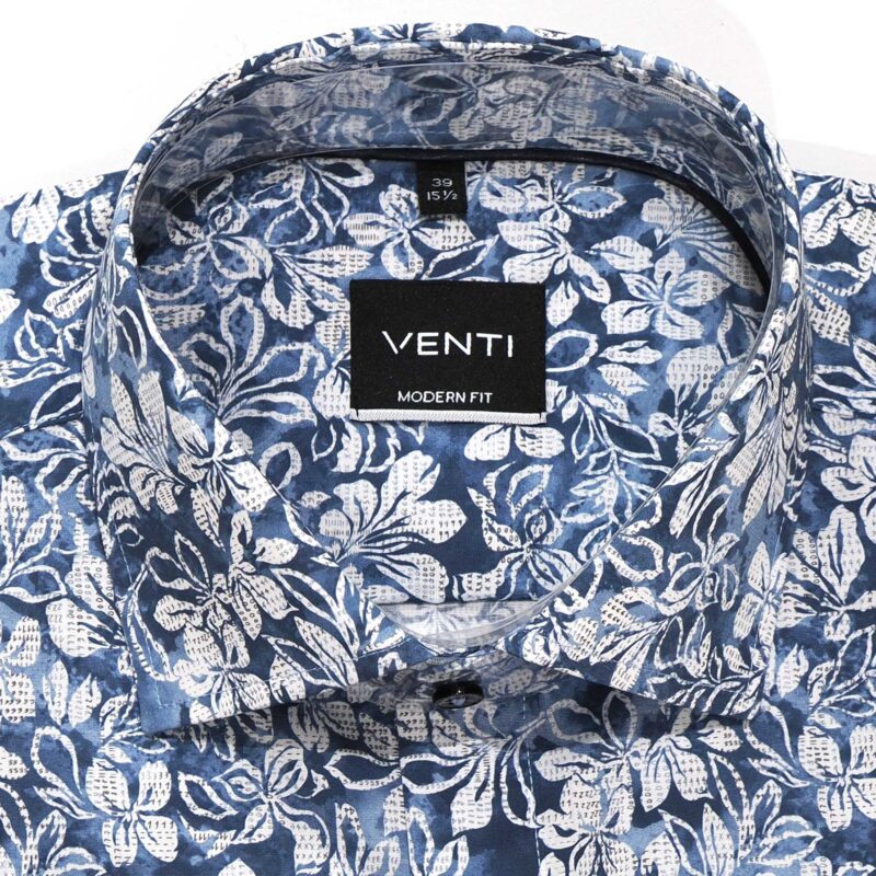 Venti blue shirt with large white flowers from Gabucci Bath