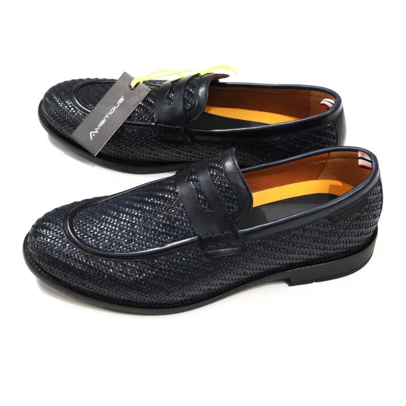 Ambitious Navy Interleaved Leather Loafer from Gabucci Bath