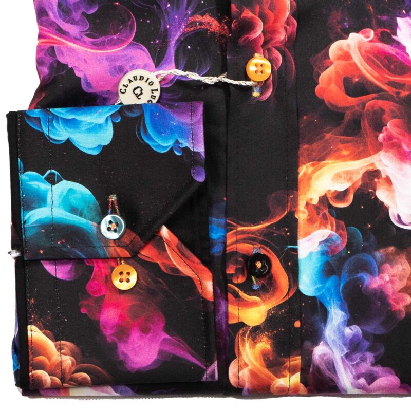 Claudio Lugli Black Shirt with colourful smoke pattern from Gabucci Bath