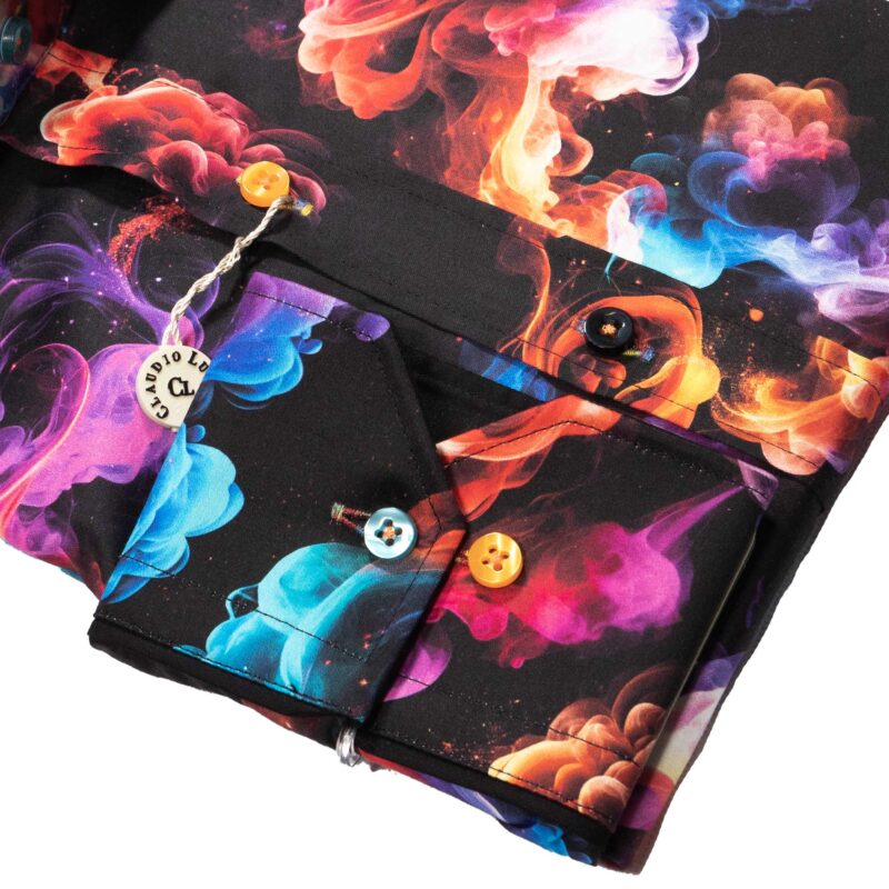 Claudio Lugli Black Shirt with colourful smoke pattern from Gabucci Bath