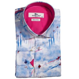 Claudio Lugli Sky Blue Shirt with the Red Arrows in Formation from Gabucci Bath