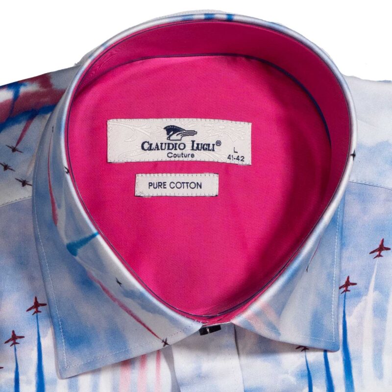 Claudio Lugli Sky Blue Shirt with the Red Arrows in Formation from Gabucci Bath