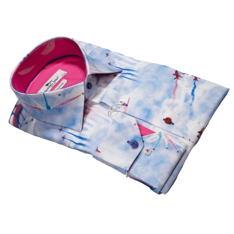 Claudio Lugli Sky Blue Shirt with the Red Arrows in Formation from Gabucci Bath