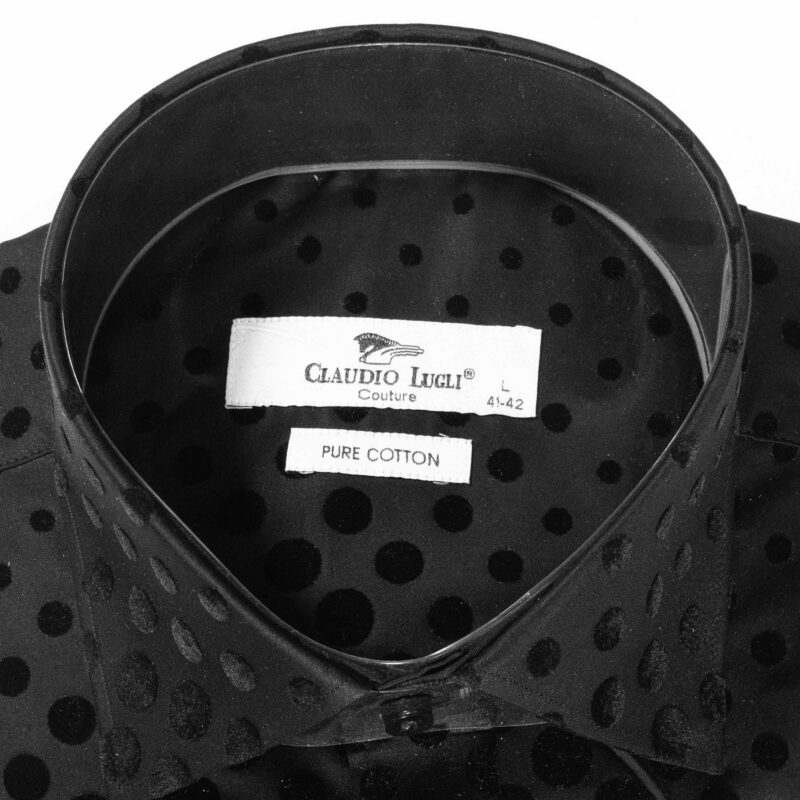 Claudio Lugli Black Shirt with black on black velvet effect circles covering the shirt