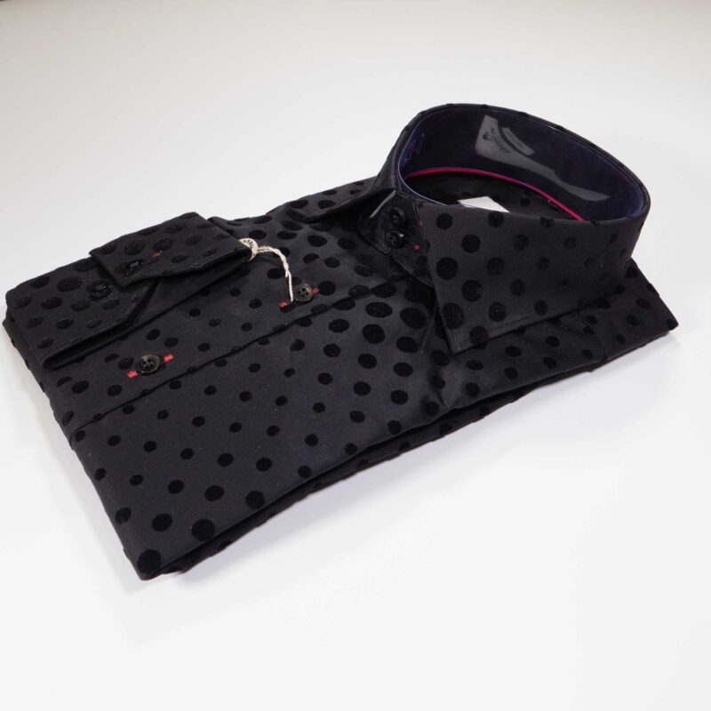 Claudio Lugli Black Shirt with black on black velvet effect circles covering the shirt