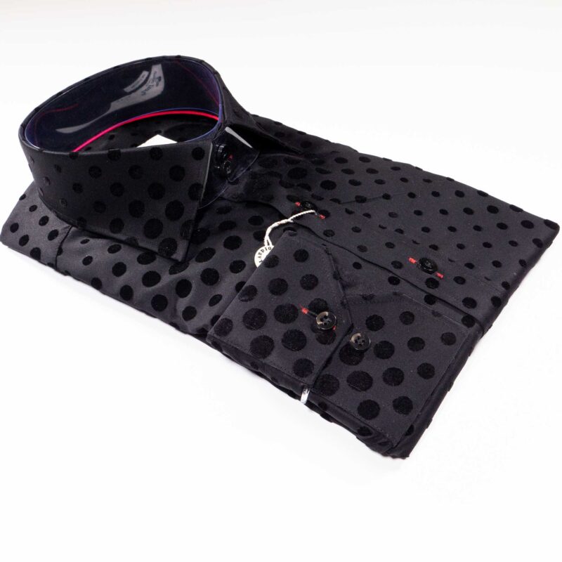 Claudio Lugli Black Shirt with black on black velvet effect circles covering the shirt