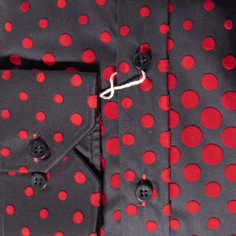 Claudio Lugli Black Shirt with red on black velvet effect circles covering the shirt from Gabucci Bath