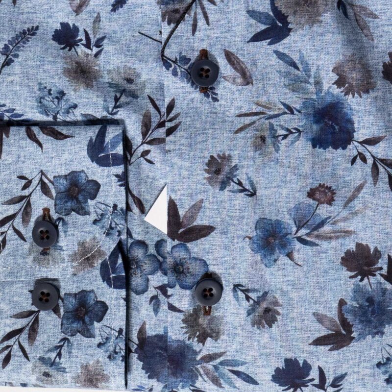 Eden Valley blue shirt with large flowers in blue and brown from Gabucci Bath