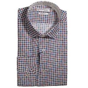 Giordano white shirt with small colourful flowers from Gabucci Menswear Bath