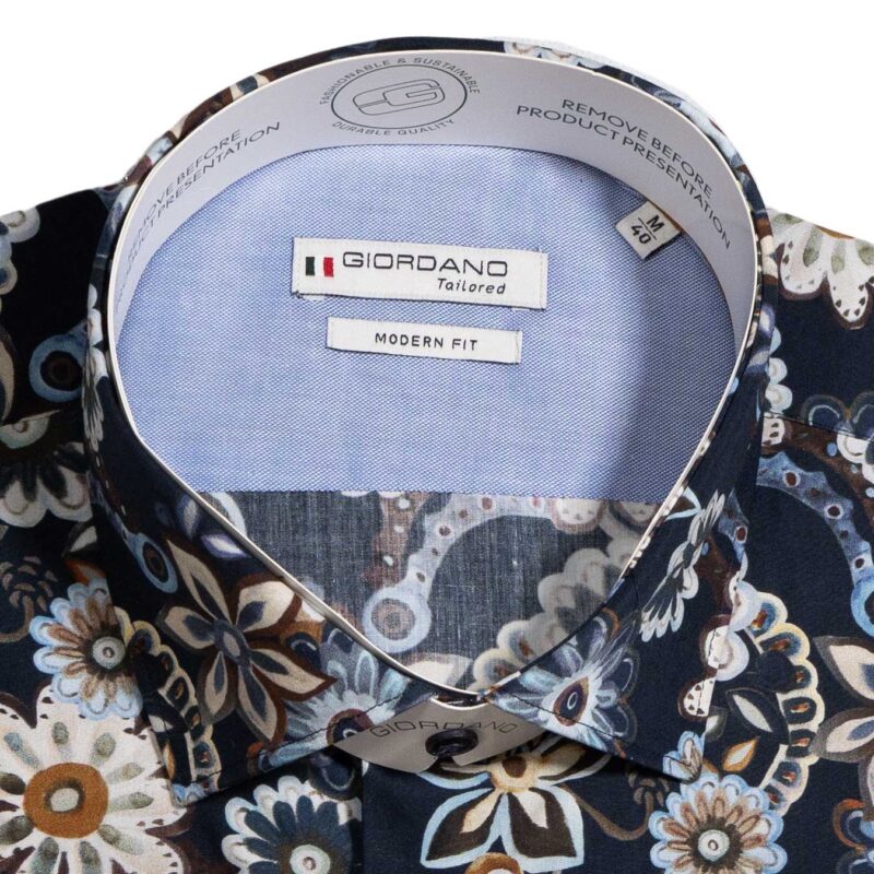 Giordano black shirt with blue exotic flowers from Gabucci Bath