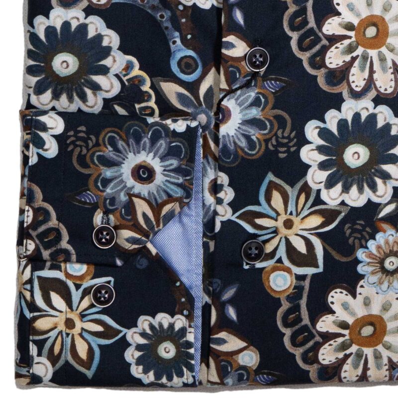 Giordano black shirt with blue exotic flowers from Gabucci Bath