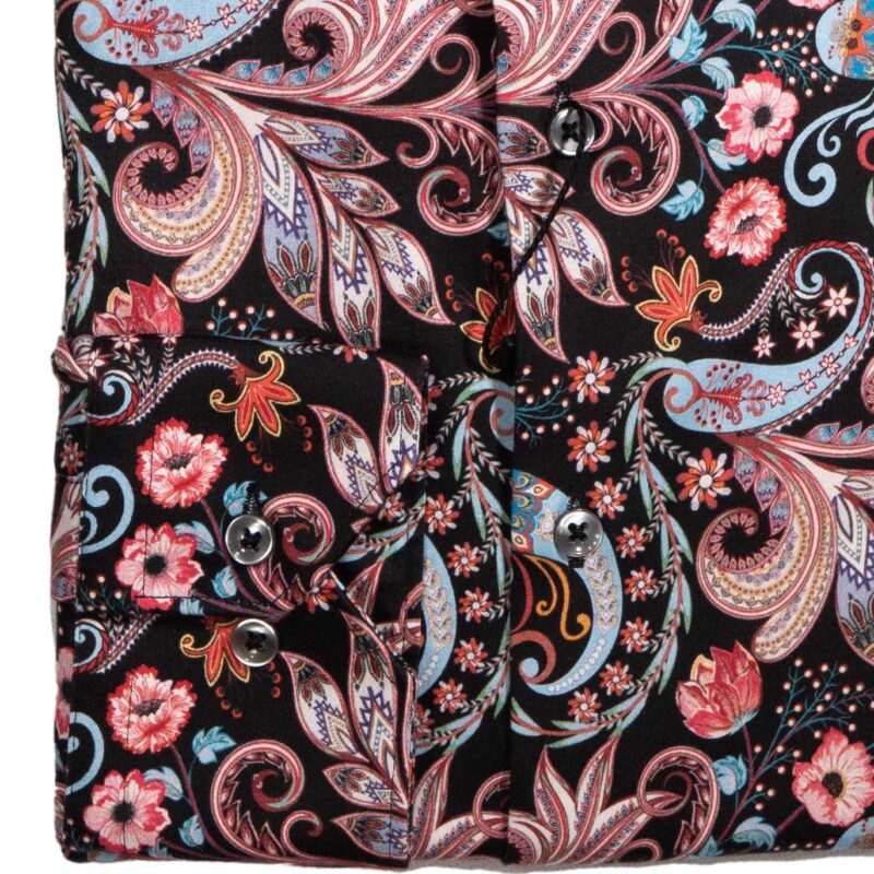 Giordano black shirt with red exotic flowers from Gabucci Bath