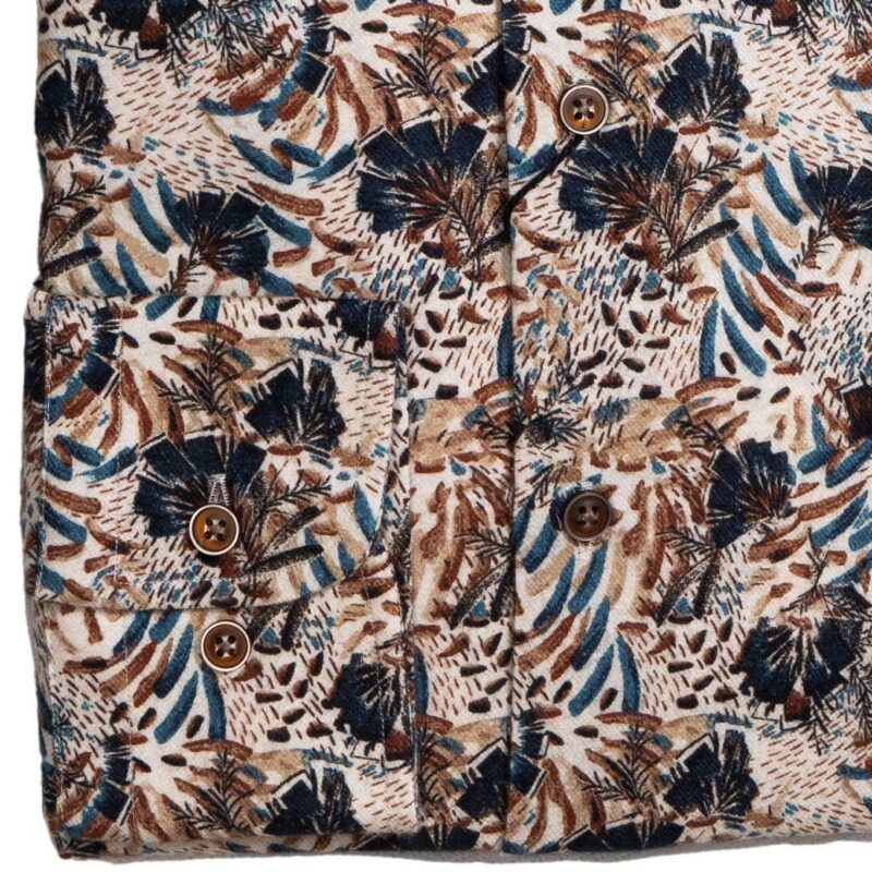 Giordano white shirt with blue and brown ferns