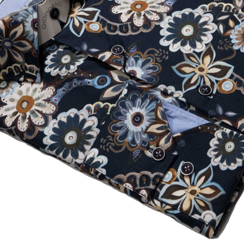 Giordano black shirt with blue exotic flowers from Gabucci Bath