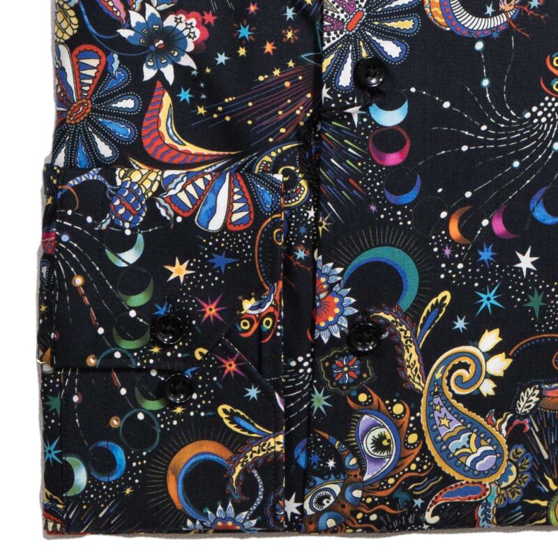 Giordano black shirt with colourful exotic aliens