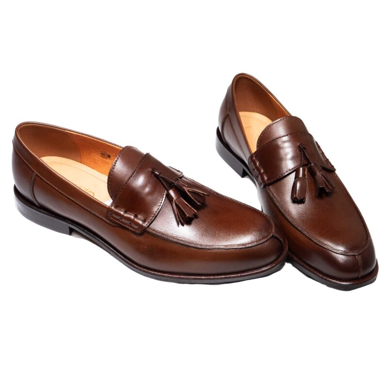 Lacuzzo, brown leather slip on with tassels from Gabucci Bath