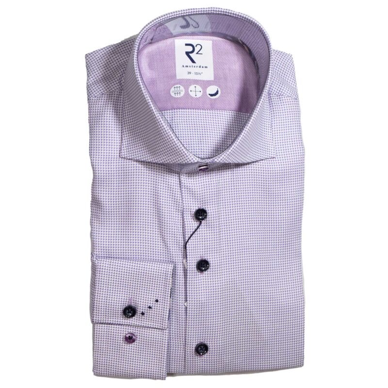 R2 purple dogtooth check shirt from Gabucci Bath