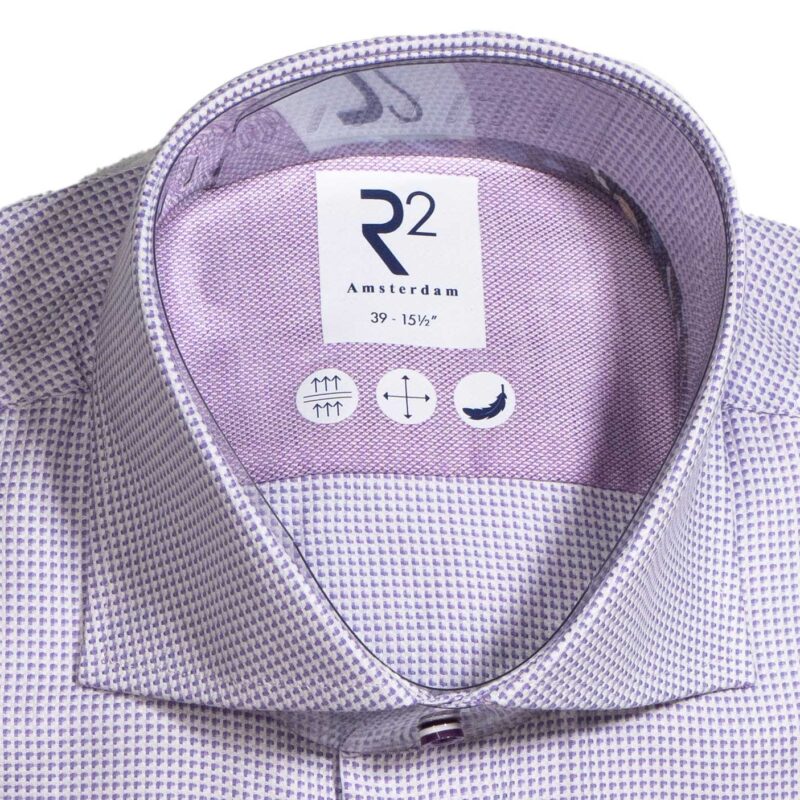 R2 purple dogtooth check shirt from Gabucci Bath