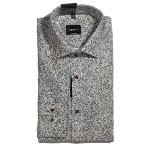 Venti white shirt with small blue and green foliages. From Gabucci Menswear Bath