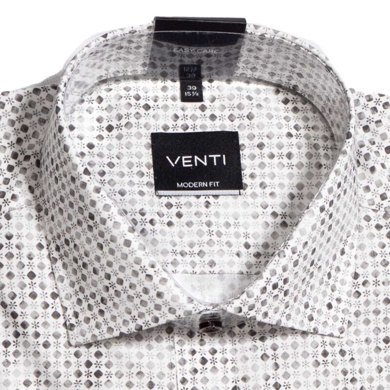 Venti white shirt with small grey and brown blocks in varying shades