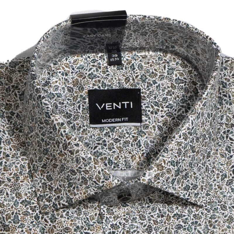 Venti white shirt with small blue and green foliages. From Gabucci Menswear Bath