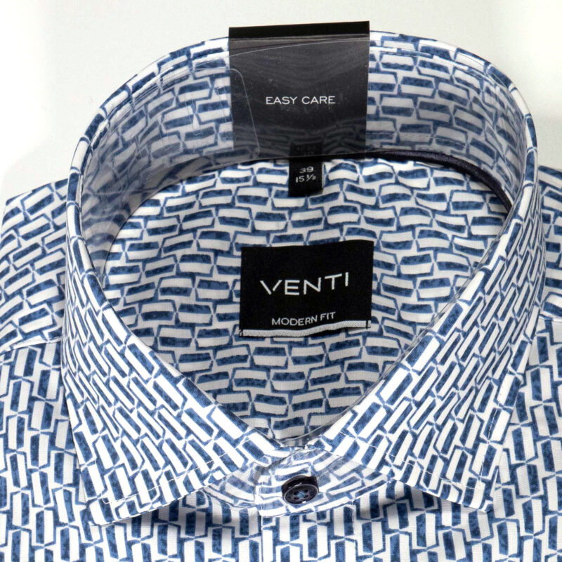 Venti white shirt with small blue and white block design