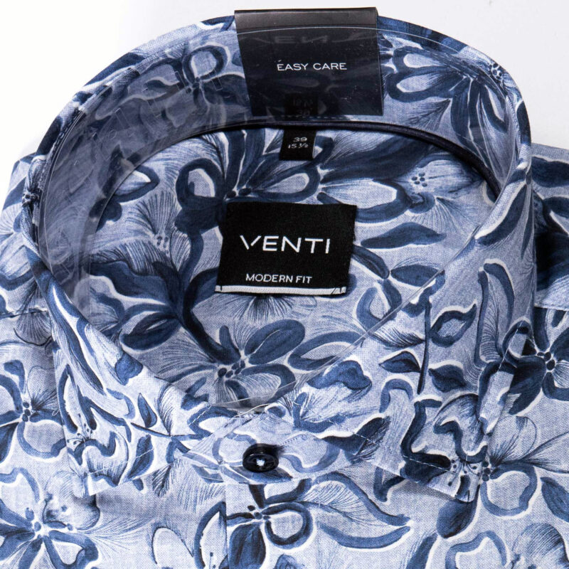 Venti blue shirt with large blue flower design. From Gabucci Menswear Bath