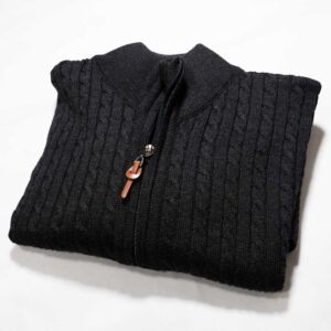 Charcoal Wilson and Sloane zip in a merino wool and acrylic 50/50 mix. Perfect for keeping warm and smart this winter. The ideal Christmas gift for him.