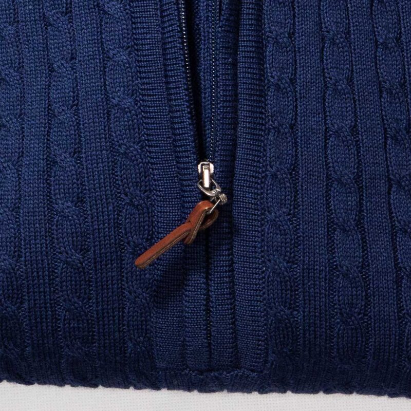 Blue Wilson and Sloane zip in a merino wool and acrylic 50/50 mix. Perfect for keeping warm and smart this winter. The ideal Christmas gift for him.