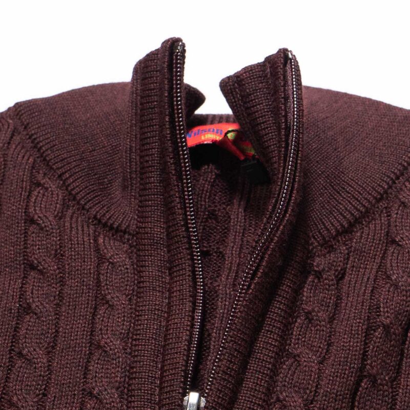 Maroon Wilson and Sloane zip in a merino wool and acrylic 50/50 mix. Perfect for keeping warm and smart this winter. The ideal Christmas gift for him.