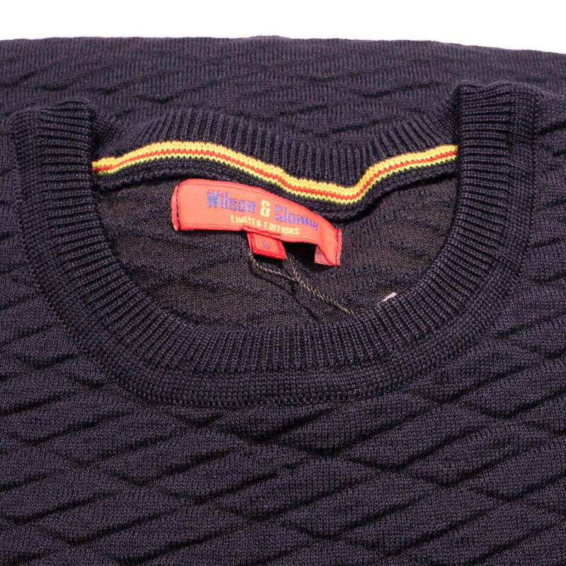 Mulberry Wilson and Sloane blister stitch crew jumper in a merino wool and acrylic 50/50 mix.