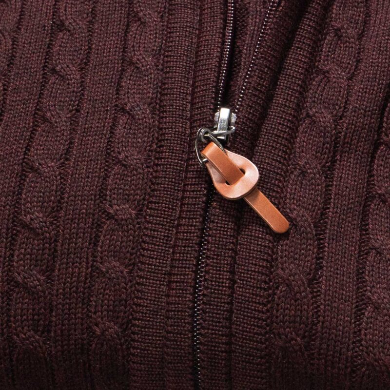 Maroon Wilson and Sloane zip in a merino wool and acrylic 50/50 mix. Perfect for keeping warm and smart this winter. The ideal Christmas gift for him.