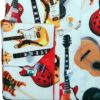 Claudio Lugli white shirt with electric guitars and a red lining