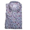 Eterna white shirt with blue, red and brown flowers and green leaves from Gabucci Menswear, Bath