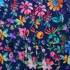 R2 dark blue shirt with illustrations of summer flowers on Texta Italian cloth