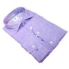 R2 purple linen shirt with detail stitching, coloured buttons and a tab on the cuff. From Gabucci Menswear in Bath