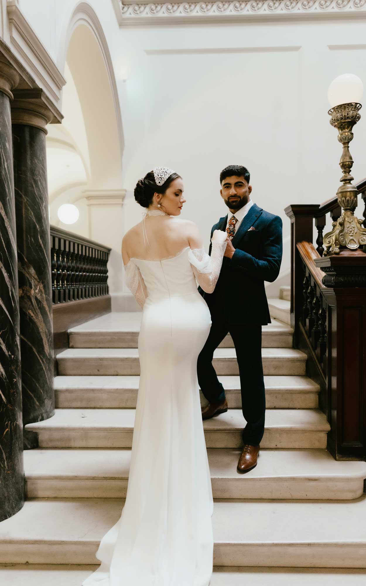 Jane Austen wedding shoot at Bath Guildhall with groom dressed by Gabucci Menswear Bath, photography Pippa Volans
