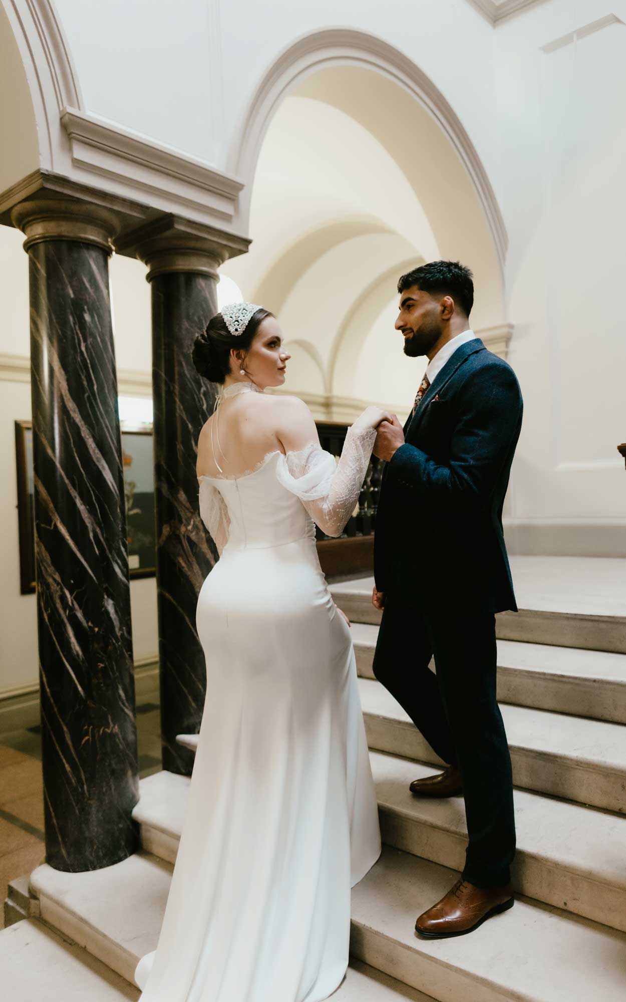 Jane Austen wedding shoot at Bath Guildhall with groom dressed by Gabucci Menswear Bath, photography Pippa Volans