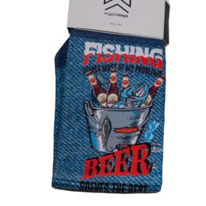 Wigglesteps socks with fishing and beer images, from Gabucci Bath