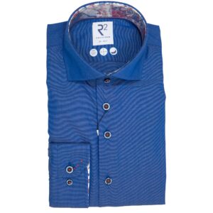 R2 navy shirt with tiny white birds in rows, from Gabucci Bath