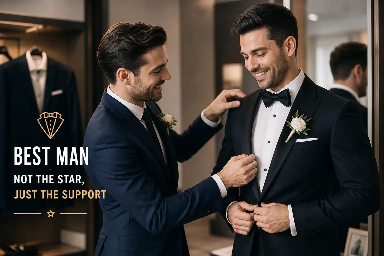AI generated image of dressing the best man produced for Gabucci Menswear Bath